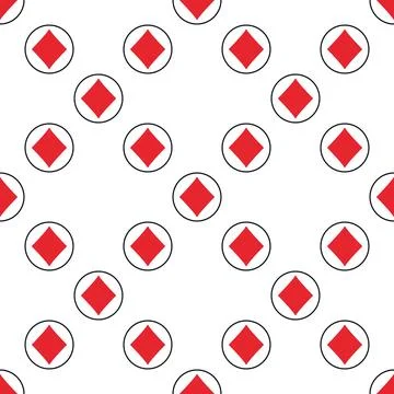 Diamonds Card Suit vector round red solid seamless pattern or background Illustrazione stock