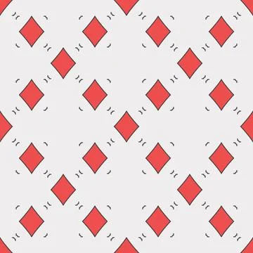 Diamonds Card Suit vector simple colored seamless pattern or background Stock Illustration