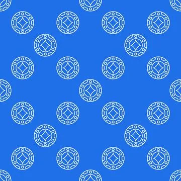 Diamonds Casino Chip vector linear seamless pattern or background Illustrazione stock