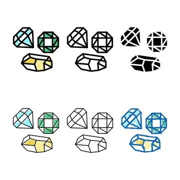 Diamonds clean mobile game currency color icon vector Stock Illustration