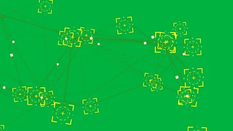 Diamonds driving flow from cluster square nodes linking pulsing showing data on Stock Footage 329572756