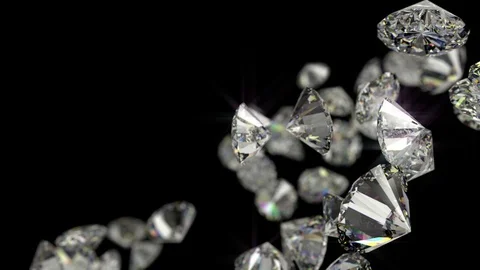 DIAMONDS FALLEN Front Focus with alpha channel ProRes 10bit Stock Footage 82584378