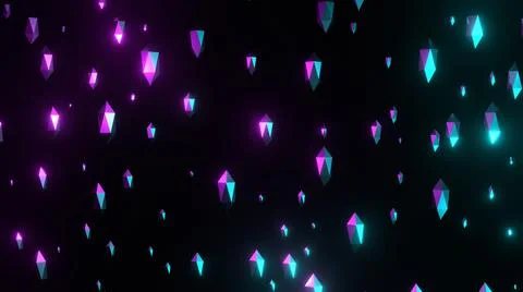 Diamonds falling in loop, crystal diamonds refracting rainbow reflections. Ab Stock Illustration