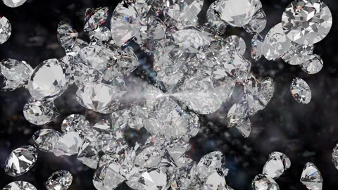 Diamonds Floating Animation on a Dark Background. Glittering Diamonds 3D. 4K Video stock 316240955