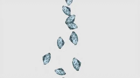 Diamonds flowing on transparent background Stock Footage 253228647