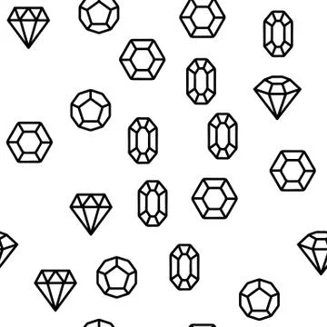 Diamonds, Gems Vector Seamless Pattern Illustrazione stock