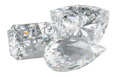 Diamonds, gemstones with different cuts. 3D rendering Stock Illustration