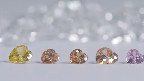 Diamonds in heart shape on white background . Stock Footage 152803969