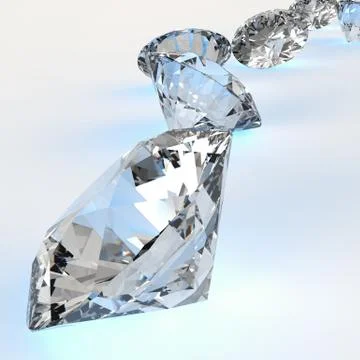 Diamonds isolated on white 3d model Stock Illustration