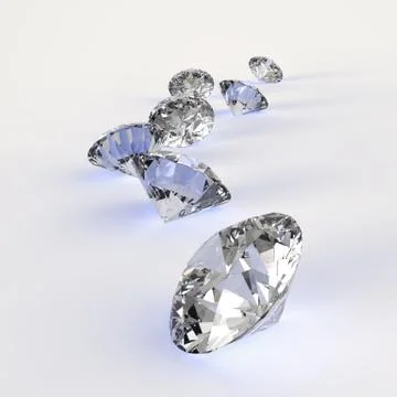 Diamonds isolated on white 3d model Stock-Illustration