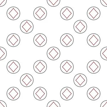 Diamonds Playing Card Suit vector round line seamless pattern or background Illustrazione stock