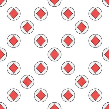 Diamonds Playing Card Suit vector round colored seamless pattern Stock Illustration