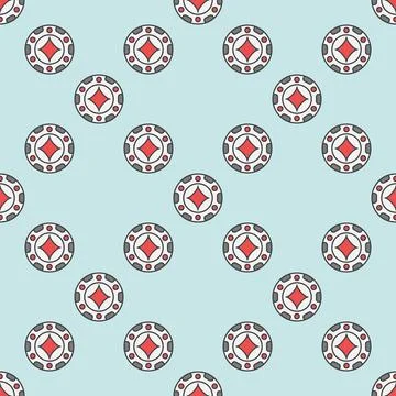 Diamonds Poker Chip vector colored seamless pattern or background Stock Illustration