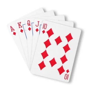 Diamonds royal flush flat on white winning hand business concept Stock Illustration
