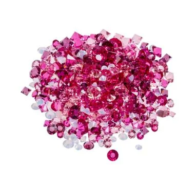 Diamonds, ruby stones heap isolated on white background. 스톡 사진