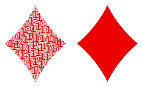 Diamonds Suit Mosaic of Binary Digits Illustrazione stock