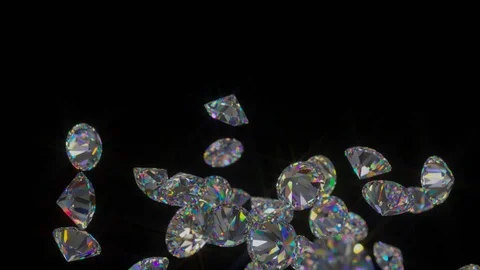 Diamonds thrown up and falling down in slow motion Stock-Footage 120675940