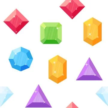 Diamonds in various shapes. Seamless pattern. Illustrazione stock