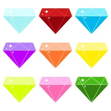 Diamonds vector icon set isolated on white background. Stock Illustration