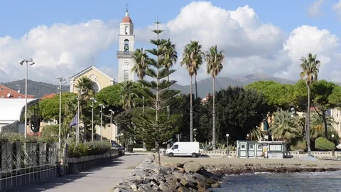 Diano Marina, panoramic view left to right Stock Footage 81048008