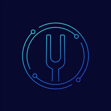 Diapason icon, tuning fork linear design Stock Illustration