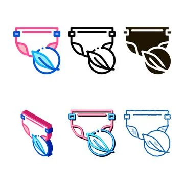 Diaper and leaf icon vector outline types Stock Illustration