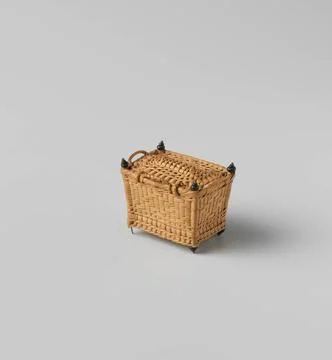 Diaper basket, rectangular, with braided diamond pattern. Rectangular dens... Stock Photos