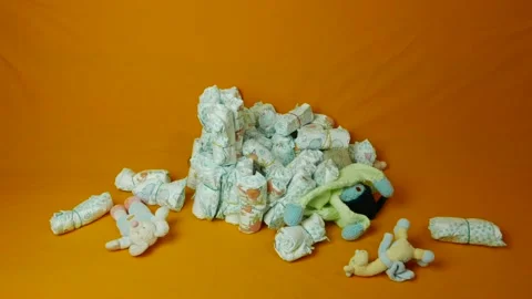 Diaper cake stop motion Video stock 134281347