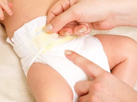 Diaper change Stock Photos