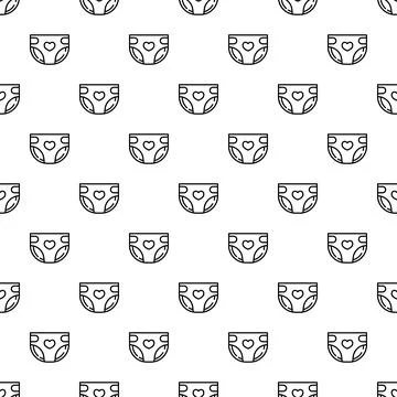 Diaper outline seamless pattern with heart icon Stock Illustration