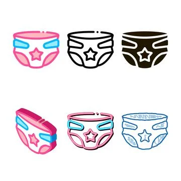 Diaper with set star icon vector outline Stock Illustration