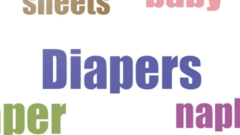 Diapers Tagcloud Animated Isolated On White Stock Footage 107205986