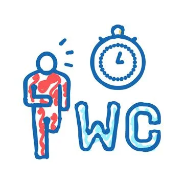 Diarrhea digestion system problem icon doodle illustration Stock Illustration