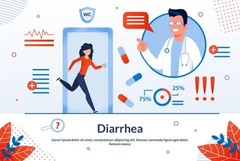 Diarrhea Disease Treatment Vector Banner Template Illustrazione stock