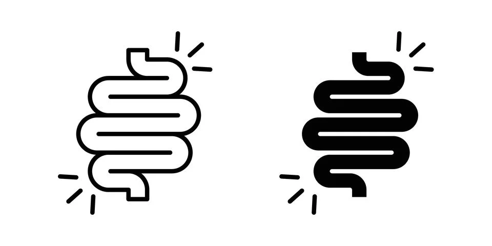Diarrhea icon solid, line, and editable vector set. Stock Illustration