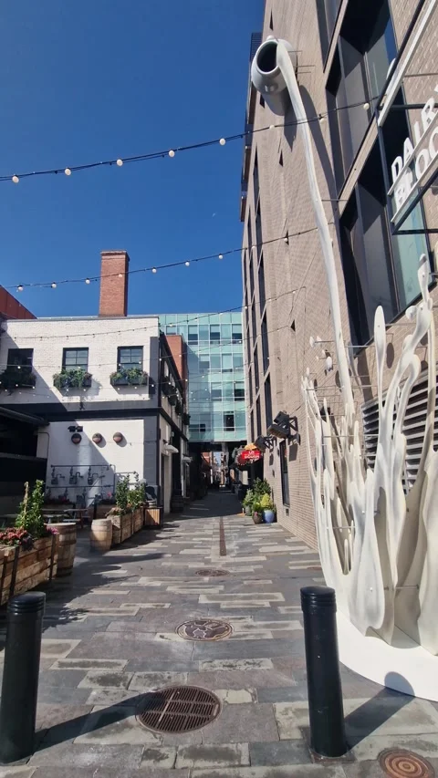 Diary Block District in Downtown Denver USA, Spilt Milk Installation and Alley Stock Footage 342001320