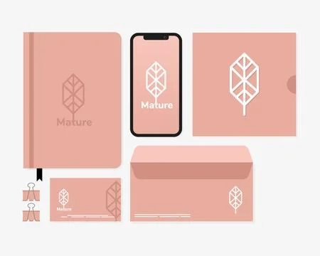 Diary with bundle of mockup set elements in white background Stock Illustration