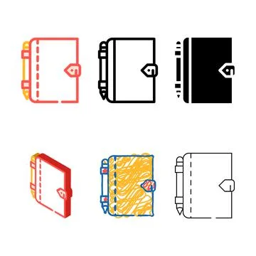 Diary with clean pen color icon vector Stock Illustration