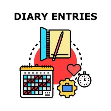 Diary entries concept for planning and scheduling tasks Stock Illustration