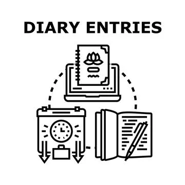 Diary entries creating and organizing daily tasks Stock Illustration