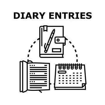 Diary entries vector concept with calendar and planning Stock Illustration