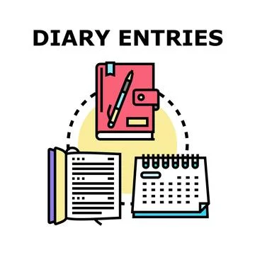 Diary entries vector concept with calendar and planning Stock Illustration