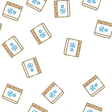 Diary with fingerprint scanner vector seamless pattern Stock Illustration