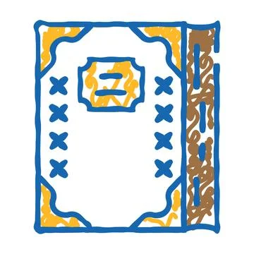 Diary with gold inserts icon doodle illustration Stock Illustration