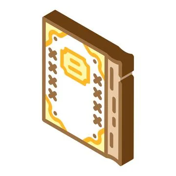 Diary with gold inserts isometric icon vector illustration Stock Illustration