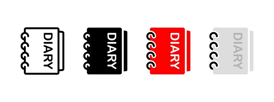 Diary icon. Personal or school diary vector illustration. Red notebook with.. Stock Illustration