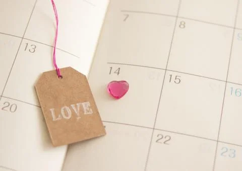 Diary with marked Valentine's Day Stock Photos