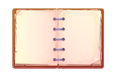 Diary, note book in cartoon style top view isolated on white background. Book Stock Illustration