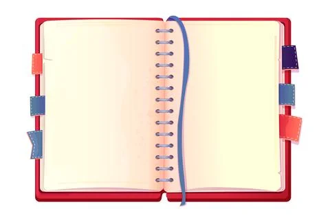 Diary, note book in cartoon style top view isolated on white background. Book Stock Illustration