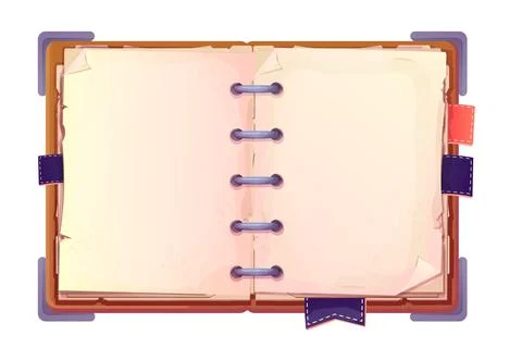 Diary, note book in cartoon style top view isolated on white background. Book Stock Illustration